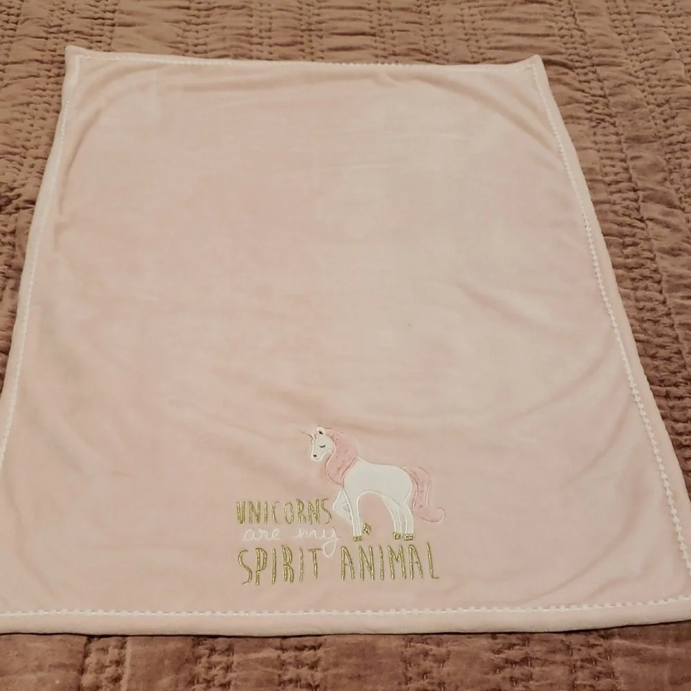 Unicorn Baby Blanket Lextex Spirit Animal Fantasy Sparkle Metallic Faux Fur Pink